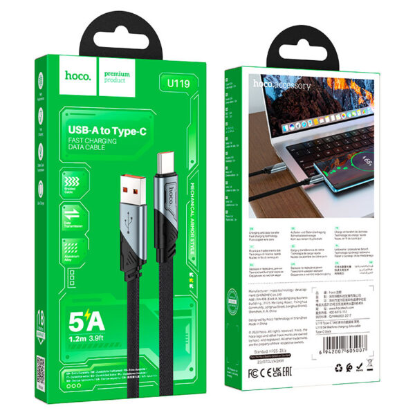 KABEL USB U119 USB-T 5A HOCO BLACK